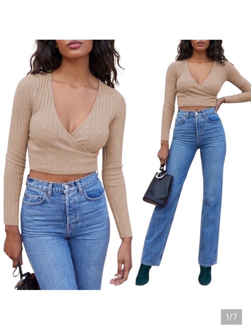 REFORMATION Balletcore Cashmere Faux Wrap Sweater